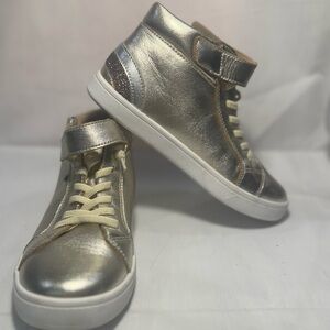 Old Soles Gold High-Top Sneakers with Metallic Finish